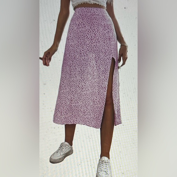 Avanova High Waist Ditsy Floral Maxi Skirt – Size XL – Pink Split Thigh – NWT - Picture 7 of 7